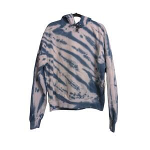 Good American Hoodie Sweatshirt Blue White Tie Dye Long Sleeve USA 2 (M) New